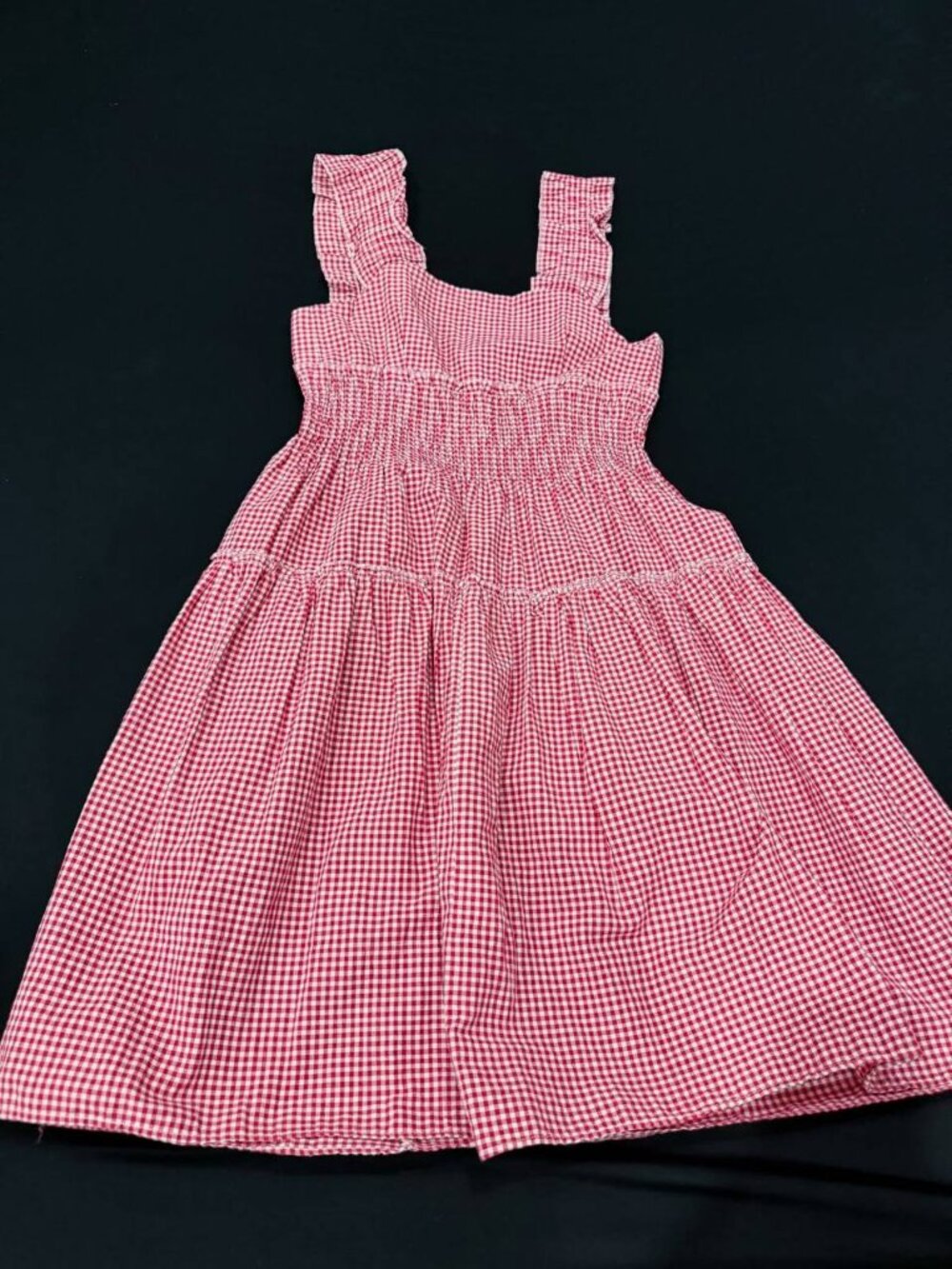 Red Gingham Midi Dress